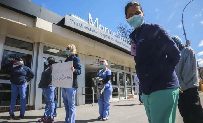 El personal de enfermería de dos de los mayores hospitales de Nueva York en huelga