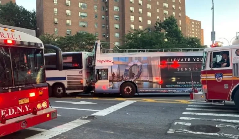 Accidente de autobuses en Nueva York terminó con 30 personas heridas
