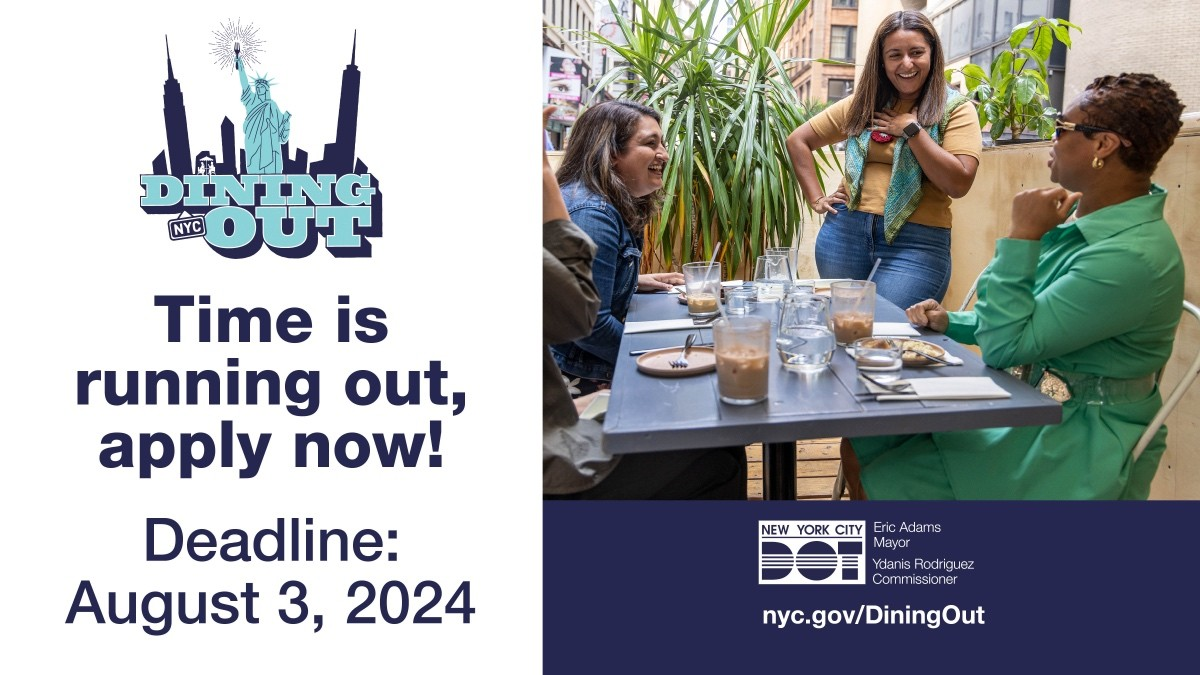NYC DOT anuncia una cuenta regresiva de 60 días para solicitar el programa permanente de comidas al aire libre ‘DINING OUT NYC’